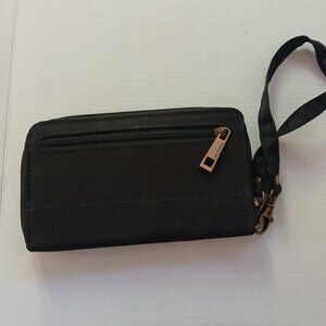 Travelon Women's Zip Around Wristlet Black Nylon RFID  GUC